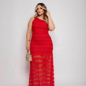 Vestido de Renda com Metal na Alça